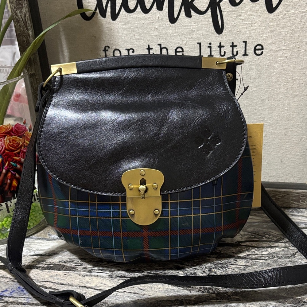 Patricia Nash Black and Plaid Crossbody Bag